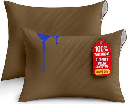 Utopia Bedding Premium 100% Waterproof Pillow Protectors with Zipper Standard Size (Set of 4), Bed Bug and Dust Mite Proof Zippered Pillow Covers, Pillow Encasement Cases, Gray