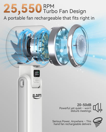 Portable Fan, Handheld Fan with Turbo & Ice Cooling, Black