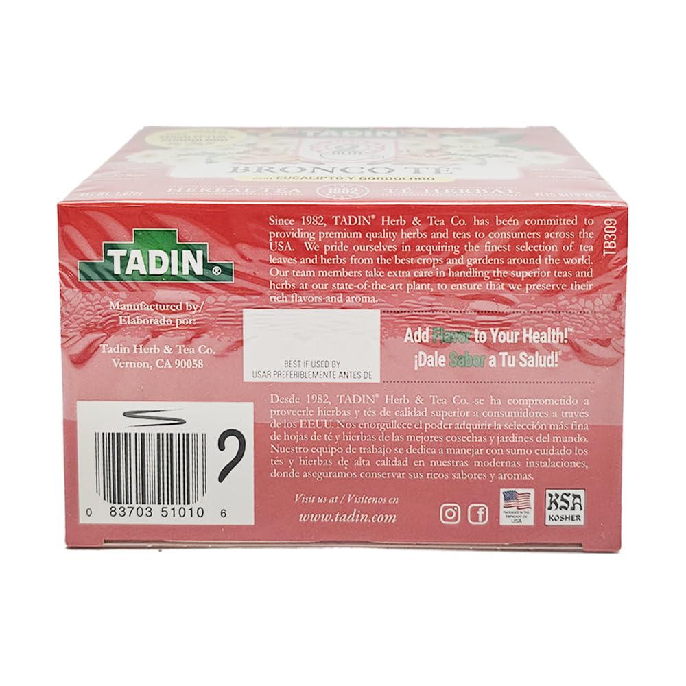 Tadin Herb & Tea Co. Hibiscus Herbal Tea. Caffeine Free. 24 Tea Bags. 1.44 oz. Pack of 3