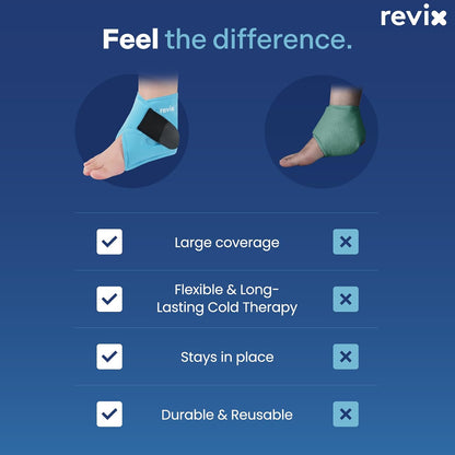 REVIX Ankle Ice Pack Wrap for Plantar Fasciitis & Foot Pain Relief, Reusable Gel Cold Compress Wrap for Feet Swelling, Achilles Tendonitis, and Sprained Ankles Recovery