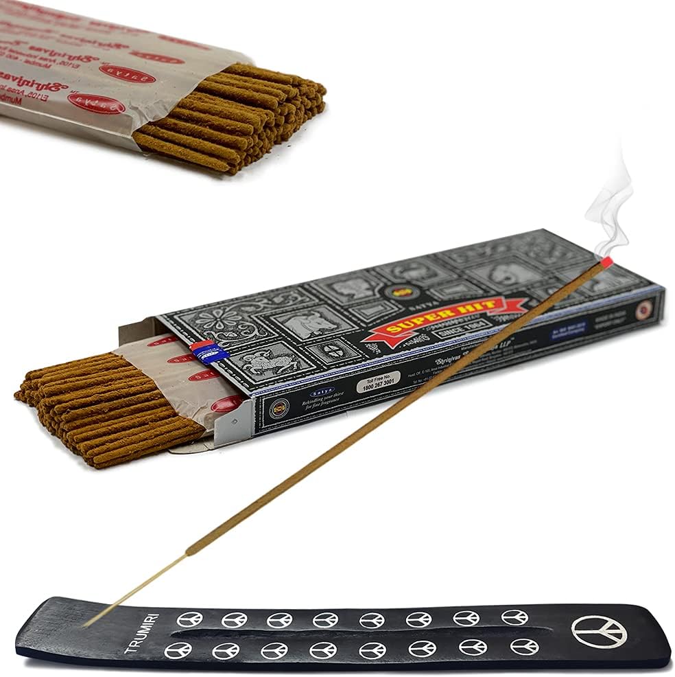 TRUMIRI Incense Stick Holder Bundle with Satya Sai Baba Nagchampa 250g Bulk Incense Sticks Nag Champa Agarbatti - Pack of 1 (Approx 250 Insence-Sticks)