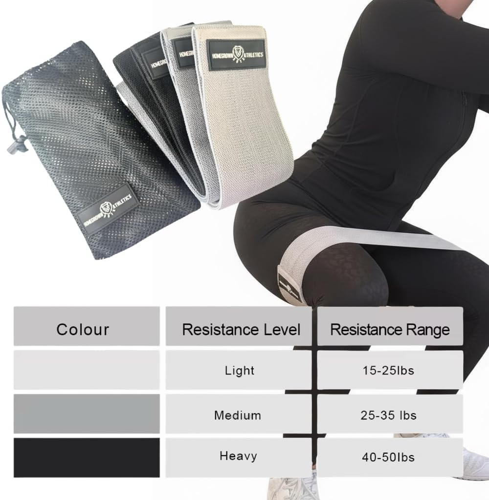 Fabric Resistance Bands for Women, Non-Slip Booty Bands and Glute Bands for Legs and Butt Workouts, Set of 3 Hip Circle Bands with Carry Bag