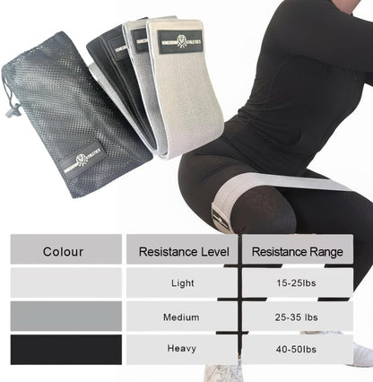 Fabric Resistance Bands for Women, Non-Slip Booty Bands and Glute Bands for Legs and Butt Workouts, Set of 3 Hip Circle Bands with Carry Bag