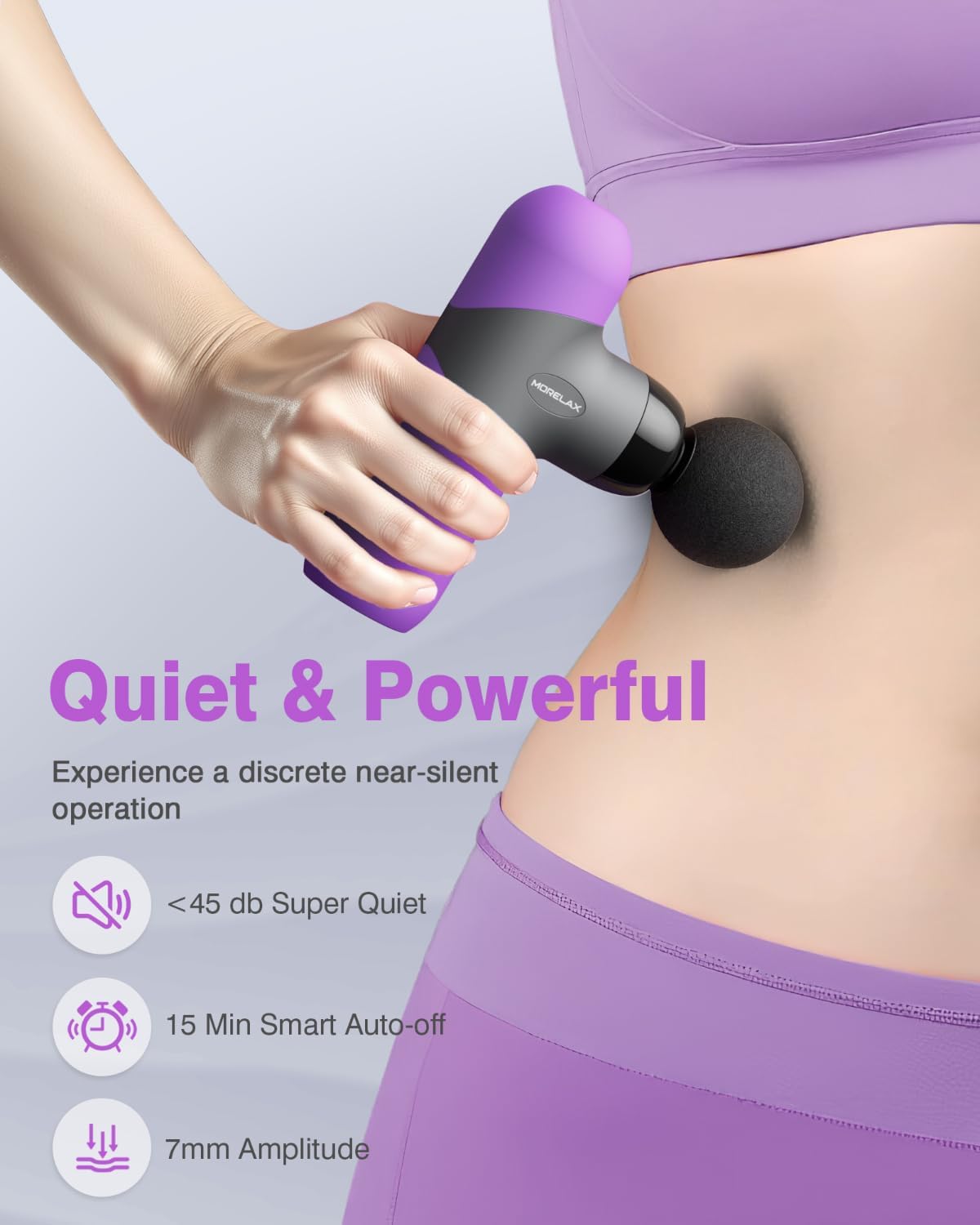 Morelax Mini Massage Gun Portable Deep Tissue Muscle Percussion Massager, Electric Handheld Sport Massager with 6 Massage Heads 4 Speed, Best Gift (Blue)