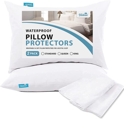 Pillow Protector 100% Waterproof & Noiseless Pillow Cover Pillow Protectors with Zipper Standard Size 2 Pack 20 x 26 Inches Pillow Cases Machine Washable