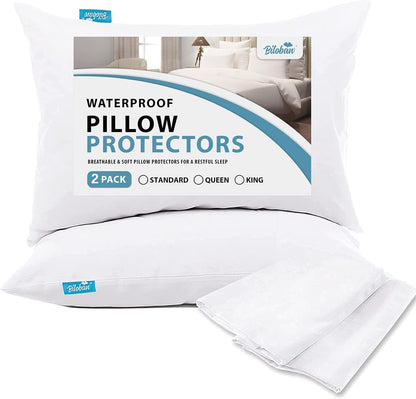 Pillow Protectors Waterproof 2-Pack, Standard Size with Zipper