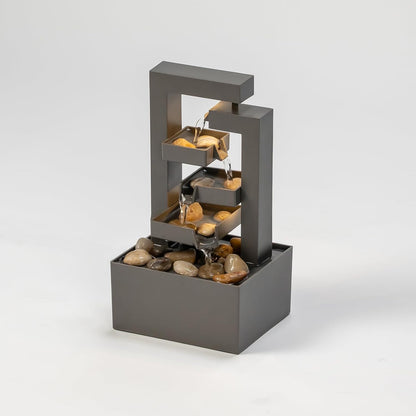 Desktop Waterfall Fountain Small- 9.65" Relaxation Tabletop Fountain with Soothing Sound for Office & Home Decor - Desktop Water Fountain Feature with Natural Stones