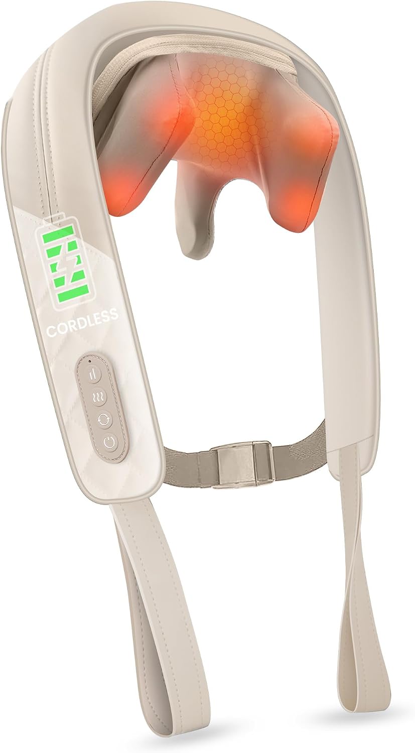 Snailax Neck Massager for Pain Relief Deep Tissue, Neck Massage with Heat, Cordless Massager for Back and Shoulder Pain, Deep Kneading Back Massager, Gift for Mom Dad