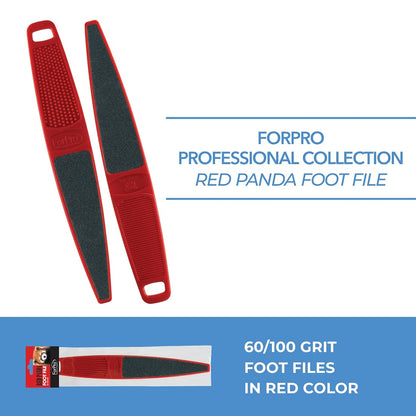 ForPro Professional Collection Red Panda Foot File, 60/100 Grit, Double-Sided Pedicure File for Feet and Heels, 10.5” L (Pack of 6)