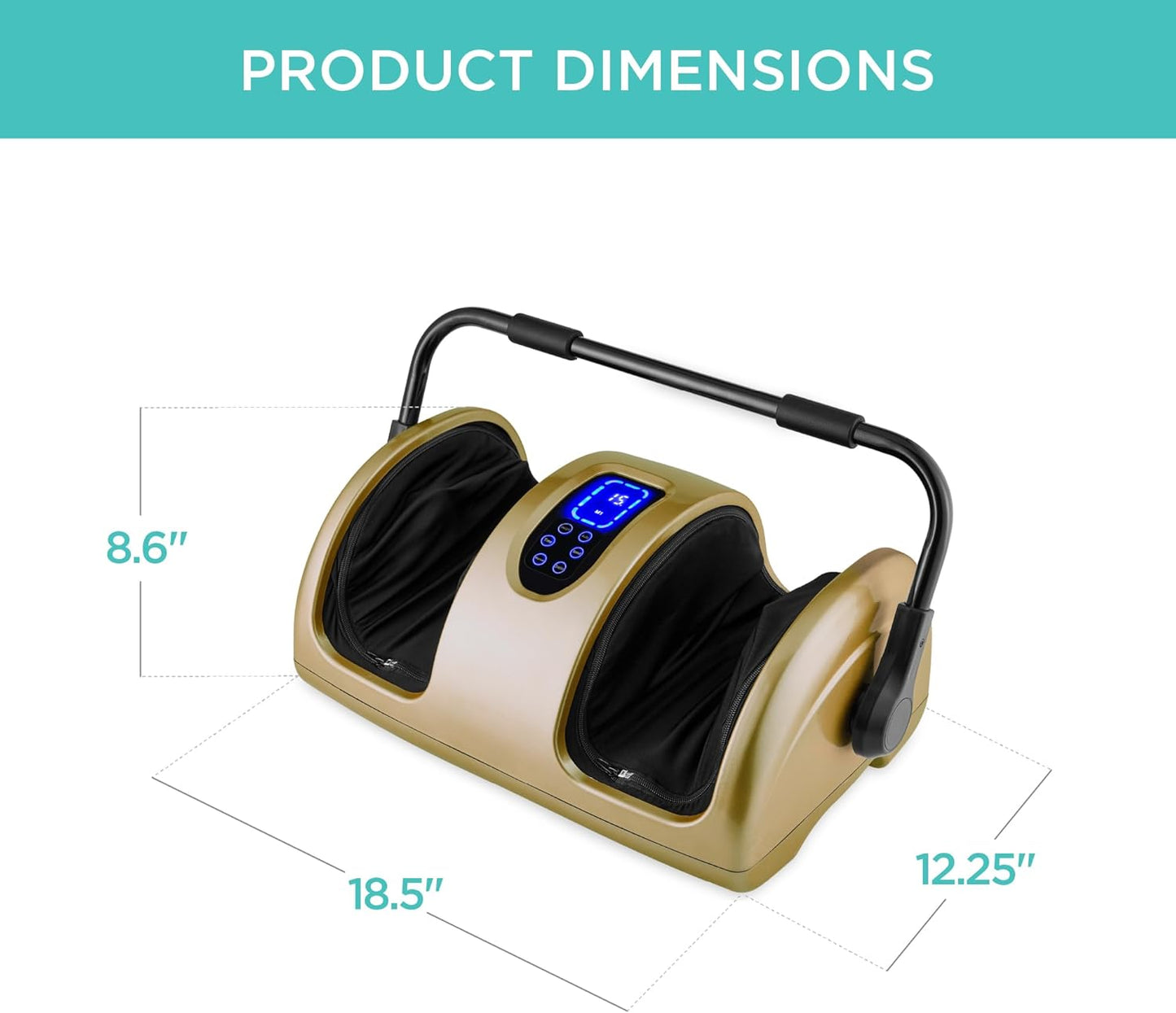 Best Choice Products Shiatsu Foot Massager with Heat for Plantar Fasciitis & Neuropathy, Kneading Foot & Calf Massager with Remote, 360° Adjustable Handle, Rolling & Compression Massage - Satin Black