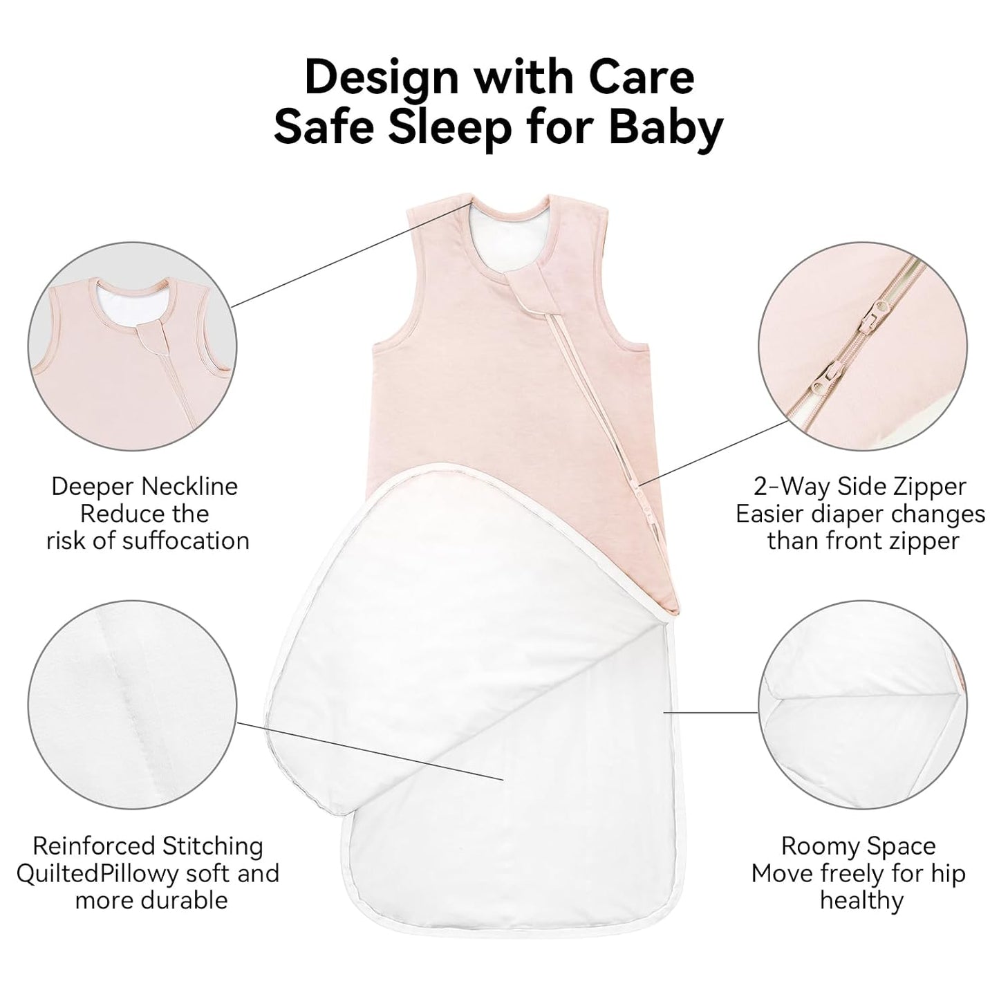BubblePanda Rayon Made from Bamboo Sleep Sack 0-6 Months 1.0 Tog Soft Toddler Sleeping Sack 3-6 Months for Infant Newborn Babies 2-Way Zipper Baby Wearable Blanket 0-3 Months
