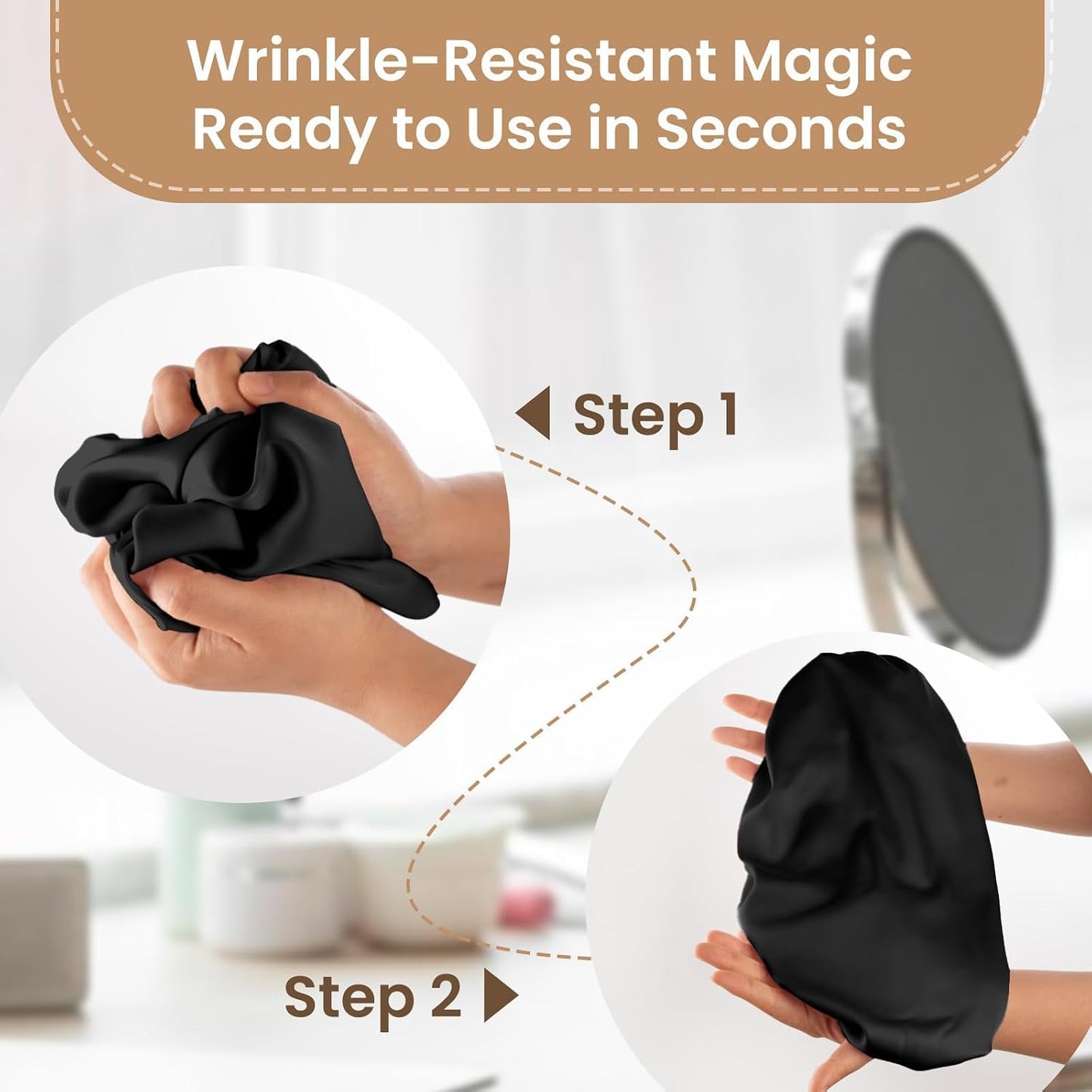 Adjustable Double Layer Silk-Satin Hair Bonnet for Sleeping Women – Anti-Frizz Curly Hair Sleep Cap, Hair Protector for Night, Moisture Retention Soft Bonnet for Natural Hair (black,Large)