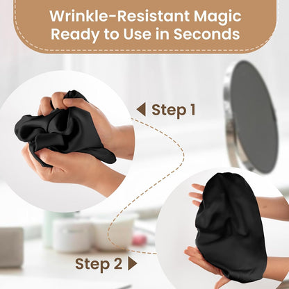 Adjustable Double Layer Silk-Satin Hair Bonnet for Sleeping Women – Anti-Frizz Curly Hair Sleep Cap, Hair Protector for Night, Moisture Retention Soft Bonnet for Natural Hair (black,Large)