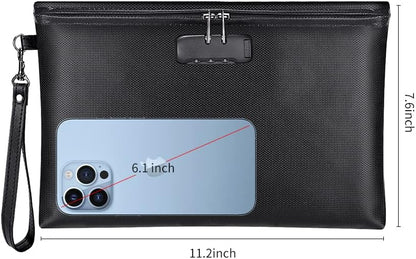 Fireproof Document Bag with Lock,Waterproof Money Pouch,14.3"x10.2"