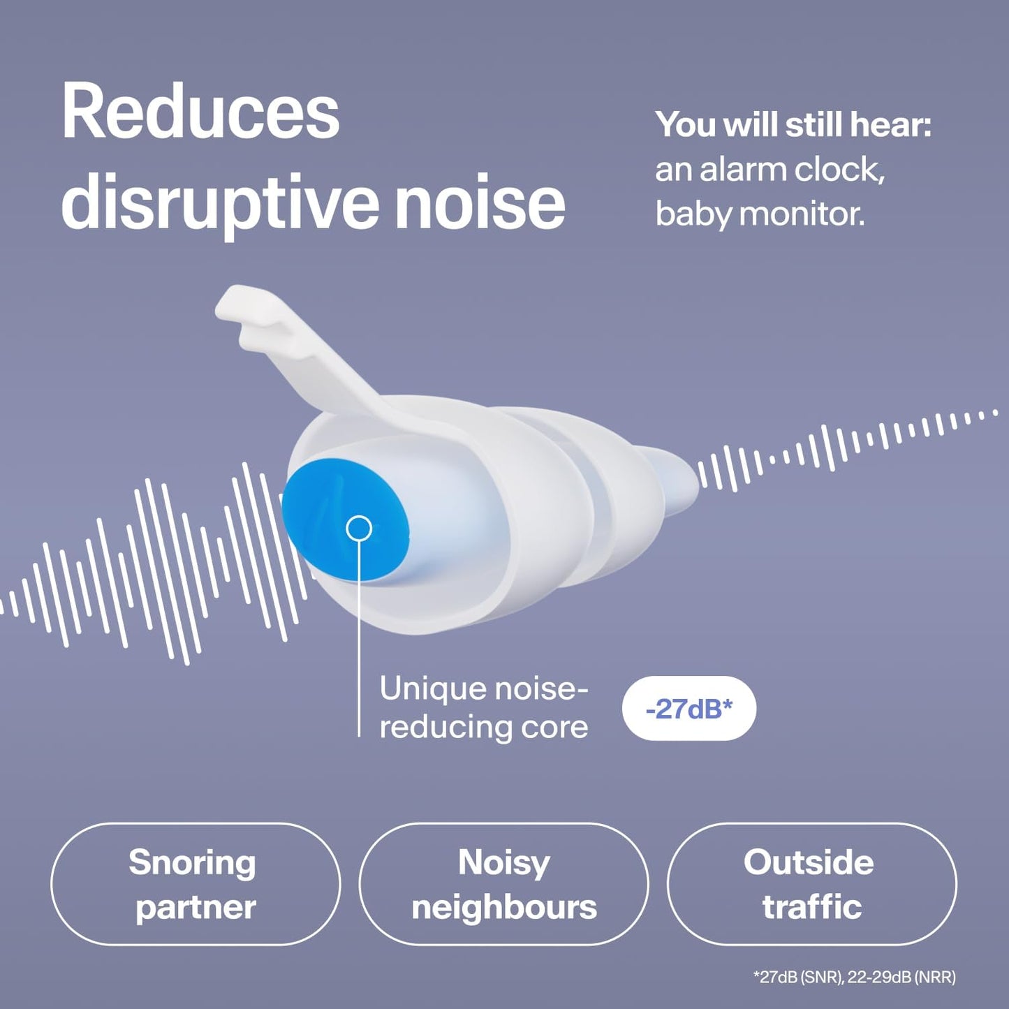 Alpine SleepDeep Earplugs for Sleeping – Side Sleepers & Snoring – Ultra-Soft Noise Reducing Earplugs – 27dB SNR – Hypoallergenic, Silicone-Free – 2 Pairs (S + L)