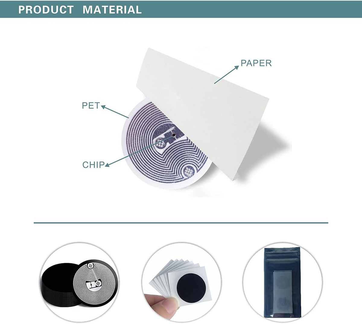NFC Stickers NFC Tags Sticker NTAG215 NFC Rewritable Black Tags NFC 215 RFID Sticker (25mm) Programmable NFC Tag 504 Bytes Compatible with iPhone and All Other NFC Enabled Devices
