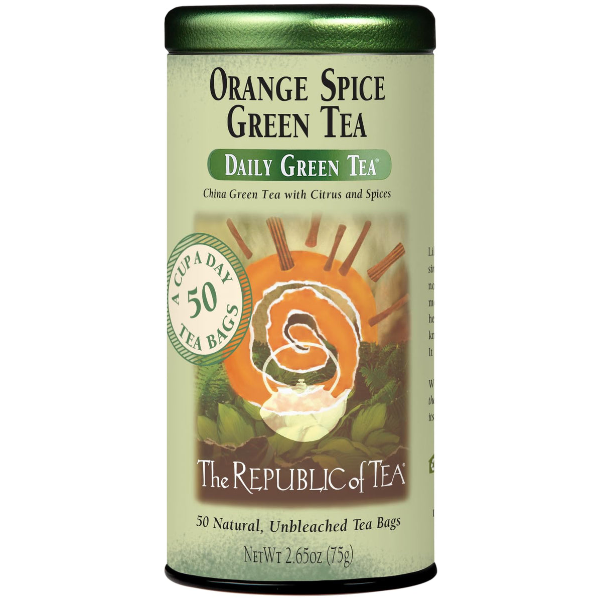 The Republic of Tea Daily Green Orange Spice Green Tea, Low Caffeine, 50 Ct