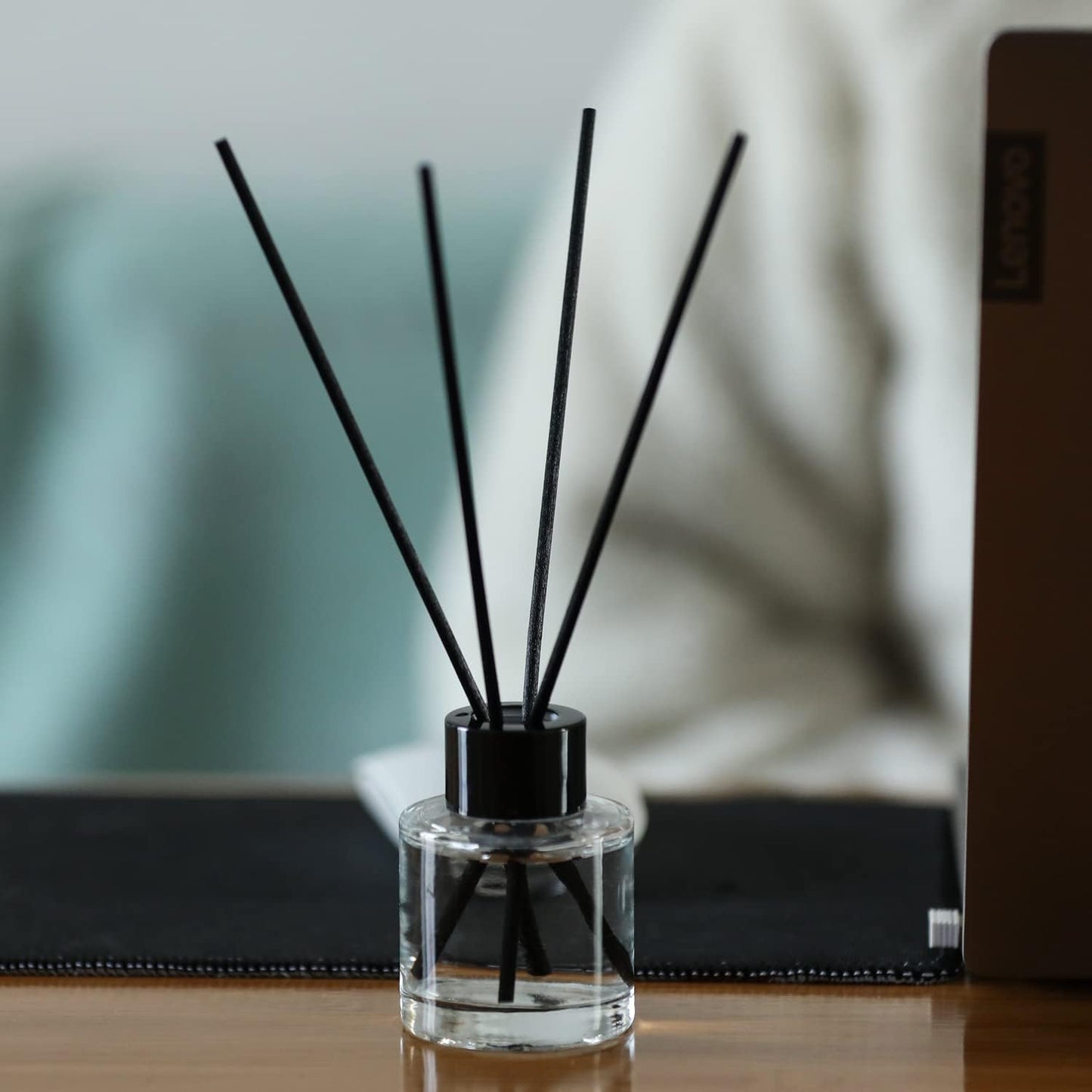4PCS Fragrance Glass Diffuser Bottles, Refillable Diffuser Bottles with 20pcs Reeds Sticks & Black Caps & Funnel, Diffuser Jars for Home Oil Fragrance Decoration Girl Women Gift (100ML)