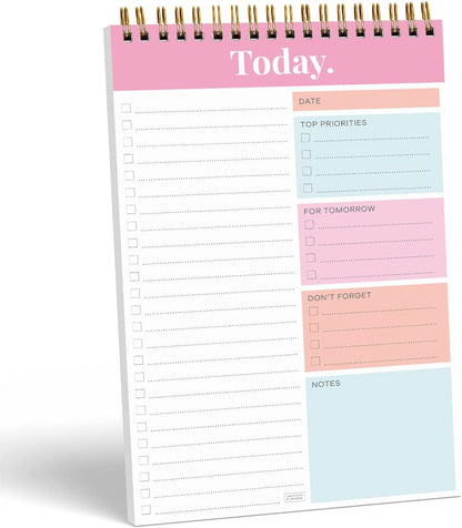 Sweetzer & Orange Daily & Weekly To Do List Notepad – Undated Work Planner & Organizer with Wish List Section, 52-Sheet Coiled Task Pad for Productivity – SET OF 4 To Do List Notebook for Work