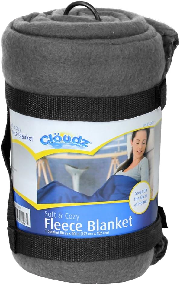Cloudz Cozy Fleece Airplane Travel Blanket for Your Flight, Car, Camping, Home or Comforting Warmth Anywhere! - Black