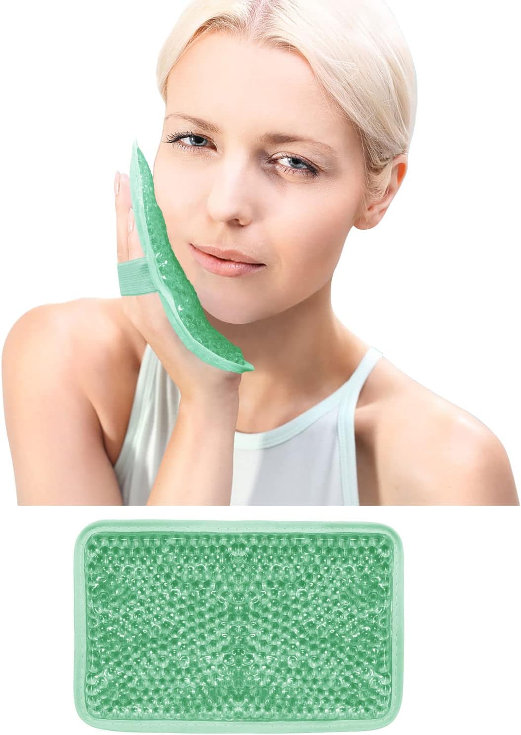 Gel Beads Ice Pack Ice Bag with Strap-1 Pack Reusable Hot & Cold Pack Compress for Knee, Shoulder, Foot, Back, Ankle, Neck, Hip, Elbow, Wisdom Tooth-7.76''x4.93''(Blue)
