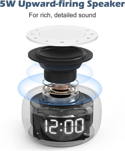Buffbee Alarm Clock with Sound Machine for Bedrooms – 2-in-1 White Noise Machine for Sleep, Gentle Wake-Up with Soft Alarm Sounds, Ambient Night Light, Plug-in, Sleep Better, Wake Gently