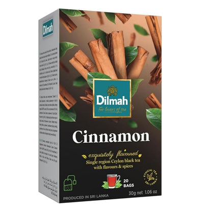 Dilmah Cinnamon Black Tea – 20 Tea Bags | Fun Flavored Ceylon Tea, Warm Spiced Aroma, Medium Caffeine, Ceylon cinnamon tea bags