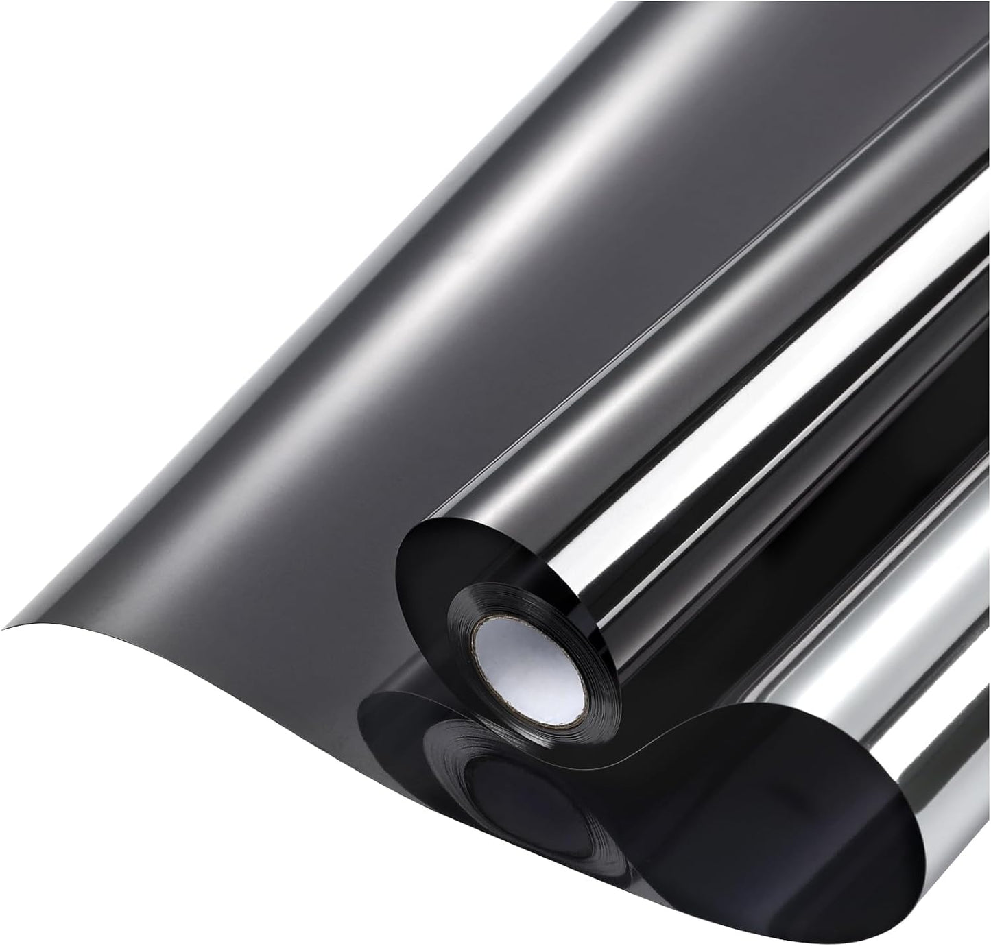 rabbitgoo Window Privacy Film One Way Window Tint for Home, Removable Reflective Heat Sun Blocking Anti UV Glass Door Covering, Mirror Tinting Film House Office, 17.5 Inch X 6.5 Feet, Black Silver