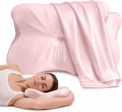 Derila Ergo Cervical Neck Pillow for Sleeping Pillow Contour Memory Foam Pillows for Back, Side Sleeper Pillows 21.25 x 14.17 x 4.72 inches