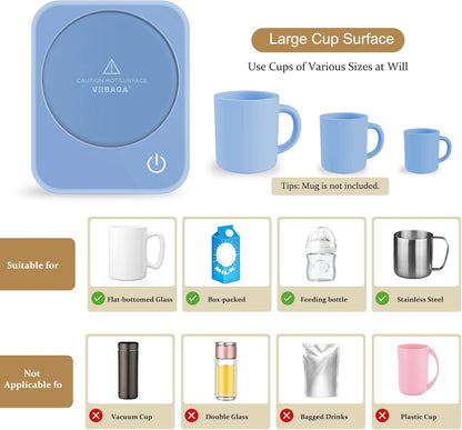 VOBAGA Coffee Mug Warmer for Desk with Auto Shut Off & 3-Temp Settings, Coffee Cup Warmer with Smart Safety Alert Home Office Accessory, Perfect for Coffee, Tea, Milk (Mug for Display)