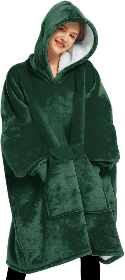 KFUBUO Wearable Blanket Hoodie for Adults Sherpa All Patterns Cat Oversized Sweatshirt Blanket with Pockets for Women