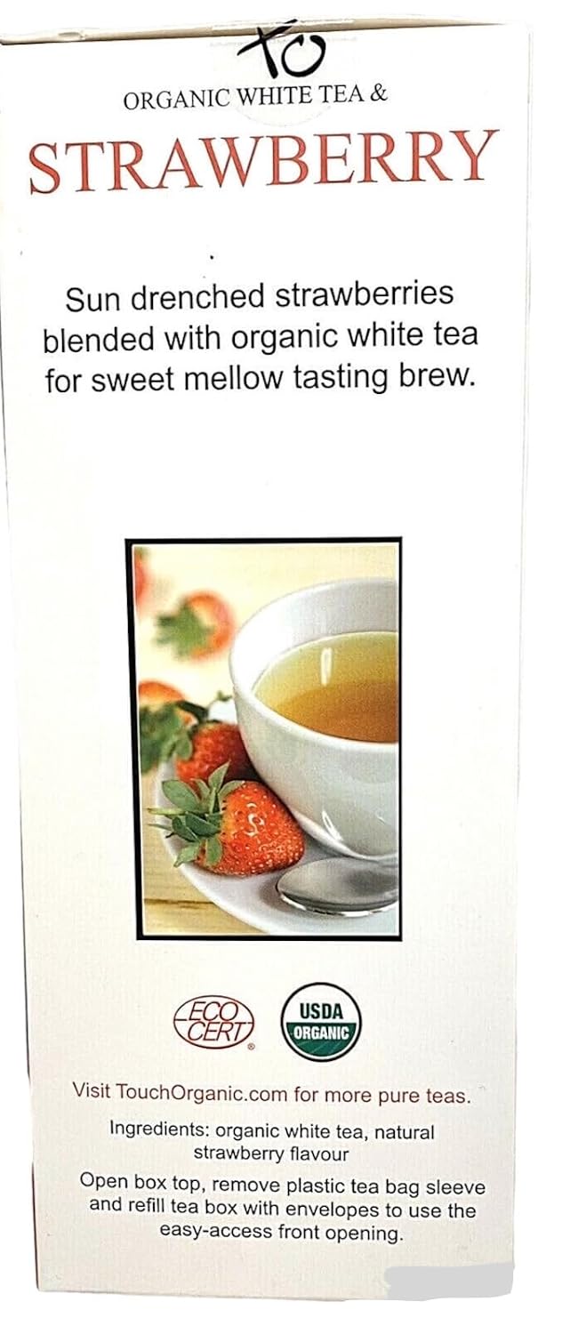 Touch Organic STRAWBERRY WHITE Tea Bags, 40 Bags, 2.5 oz