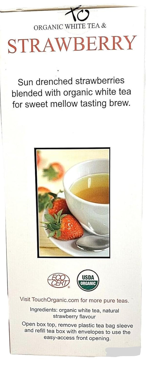 Touch Organic STRAWBERRY WHITE Tea Bags, 40 Bags, 2.5 oz