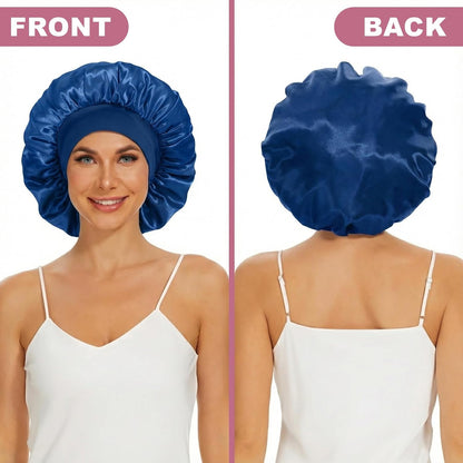 4Pcs Satin Bonnet Silk Bonnet, Hair Bonnet for Sleeping | Elastic Wide Band Silk Sleep Cap, Soft and Breathable, Black Red Purple Gold