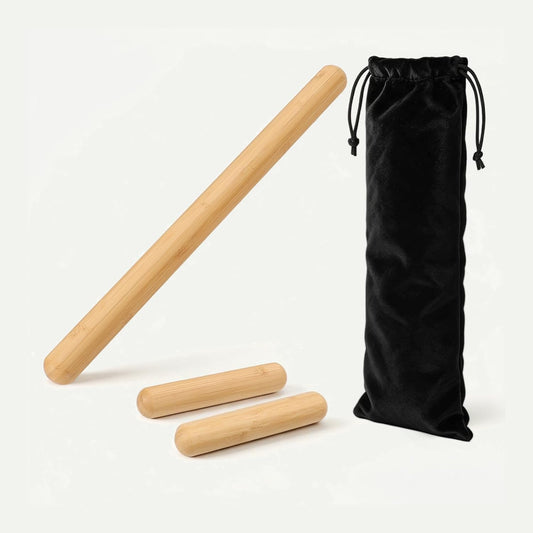 3PCS 100% Natural Solid Bamboo Massage Sticks,GuaSha Bamboo Massage Rollers for Back,Legs,Full Body,Deeply Deep Tissue Massage,Muscle Relax,Body Shaping,Portable Therapy Set(with Storage Bag)