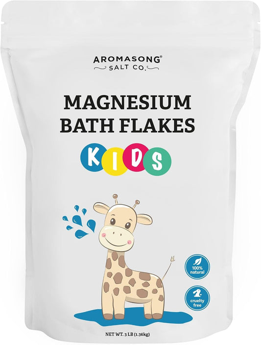 Aromasong Magnesium Flakes for Kids Bath – Pure Dead Sea Salt Bath Flakes for Kids, Toddlers & Babies | Gentle Calming Epsom Salt Alternative | Soothing Bedtime Detox Soak (48 Ounce (Pack of 1))