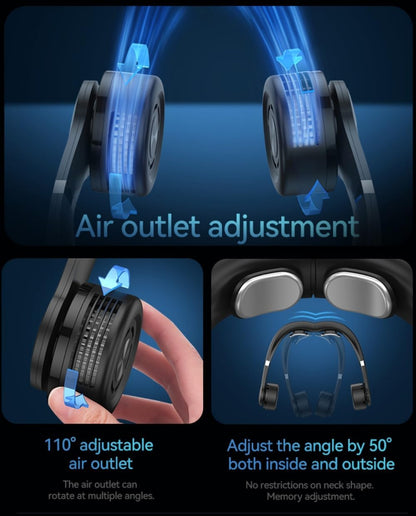 Portable Neck Fan, Hands Free Bladeless Fan,5 Powerful Speeds,USB Fan,Silent Operation,4800mAh Polymer Battery,Long Operating Time,LED Digital Display,Travel Outdoor Activites Home Office (Black)
