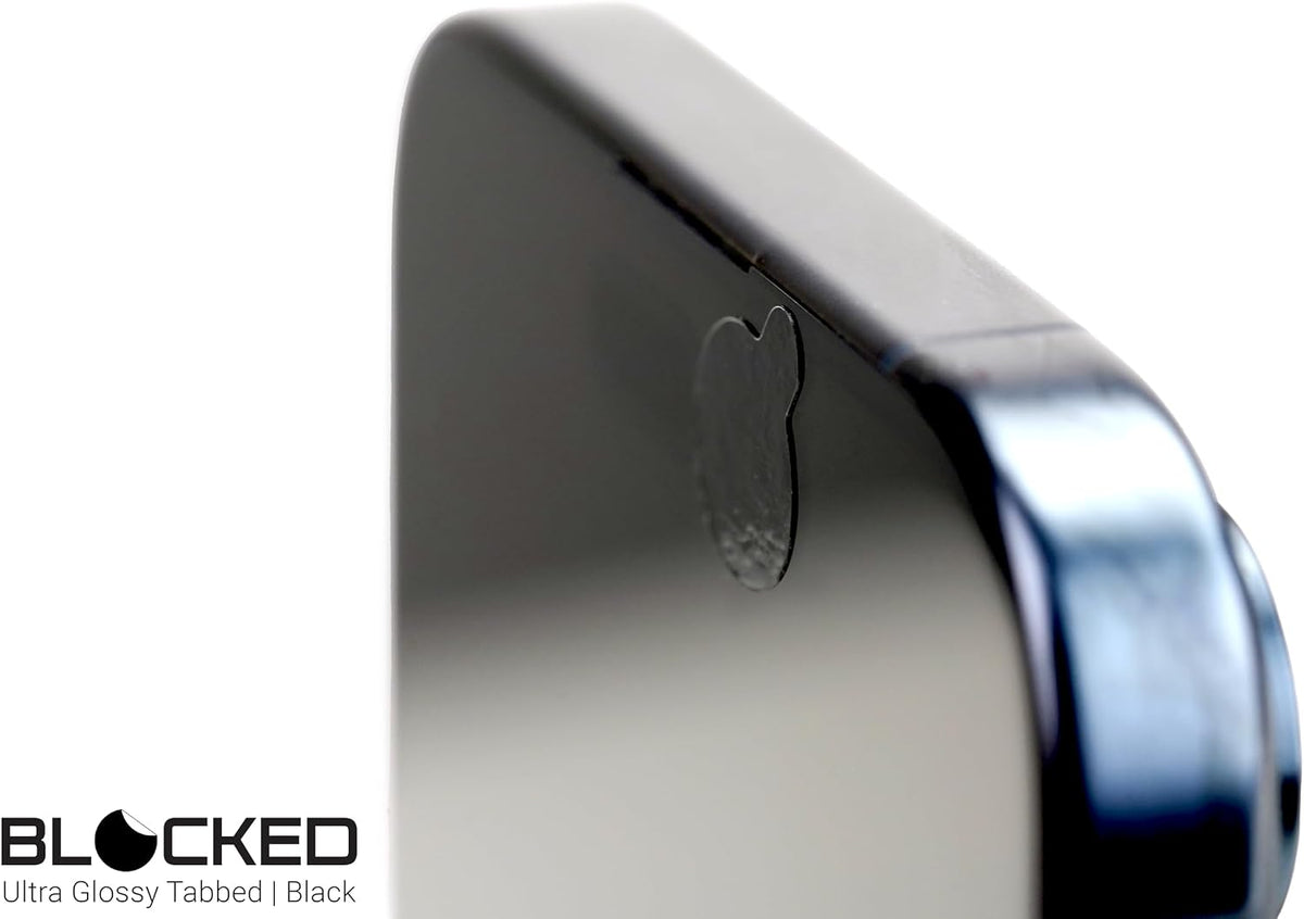 Blocked Original Vinyl Webcam Cover Stickers | Restickable & Stackable Privacy Covers | for All Camera-endable Devices | 3-Sizes | 57 Black Tabbed (Muted Matte)
