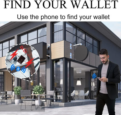 Anti-Lost Bluetooth Wallet Tracker Finder, Slim Trifold Cowhide Mens Wallet with ID Window Credit Card Holder Pocket (Coffee2-OLD)