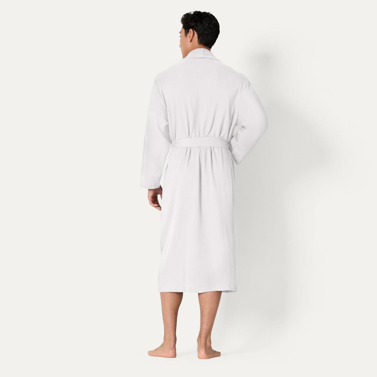 Amazon Essentials Men's Lightweight Cotton Waffle Bath Robe, Mid-Length Loungewear (Available in Big & Tall)