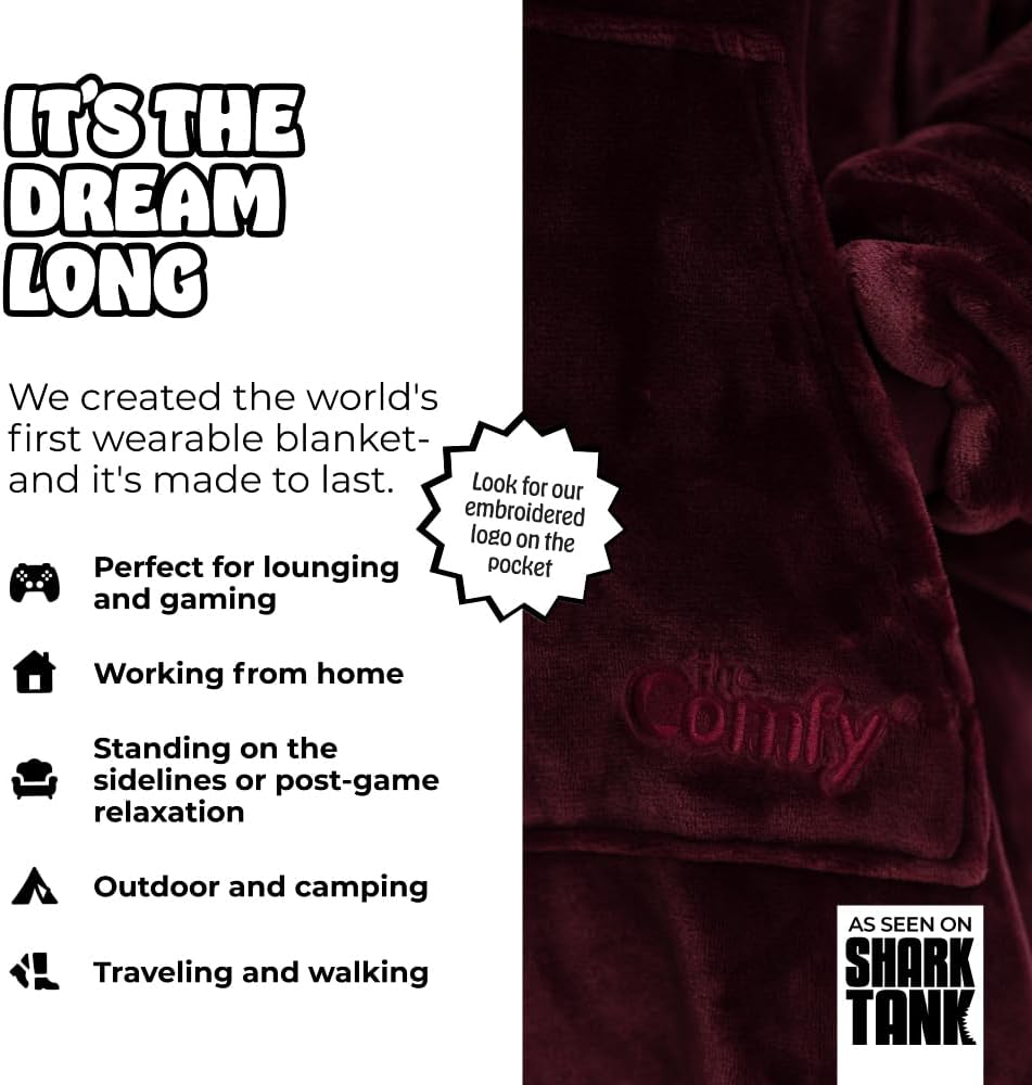 THE COMFY Dream | From Shark Tank | Patented | No Sherpa | Light Wearable Blanket Hoodie | Gift for Women & Men | One Size