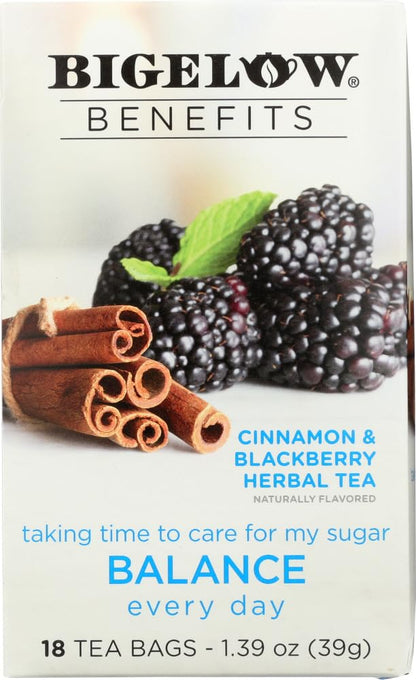 Bigelow Benefits Herbal Tea (Pack of 2) Cinnamon & Blackberry Herbal Tea, 18 Count (Pack of 2)