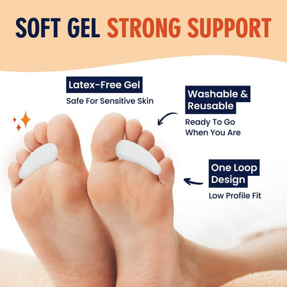 Dr. Frederick's Original Hammer Toe Corrector Gels - 2 Pairs - All-Day Relief for Crooked & Overlapping Toes - Soft Cushioning - Symptomatic Support for Toe Alignment - White - 3 Loop Design