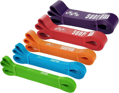 SUNPOW Pull Up Assistance Bands, Set of 5 Heavy Duty Resistance Bands for Men & Women, Natural Latex Exercise Bands for Pull-Up Progression, Home Workout, Strength Training, Mobility & Stretching