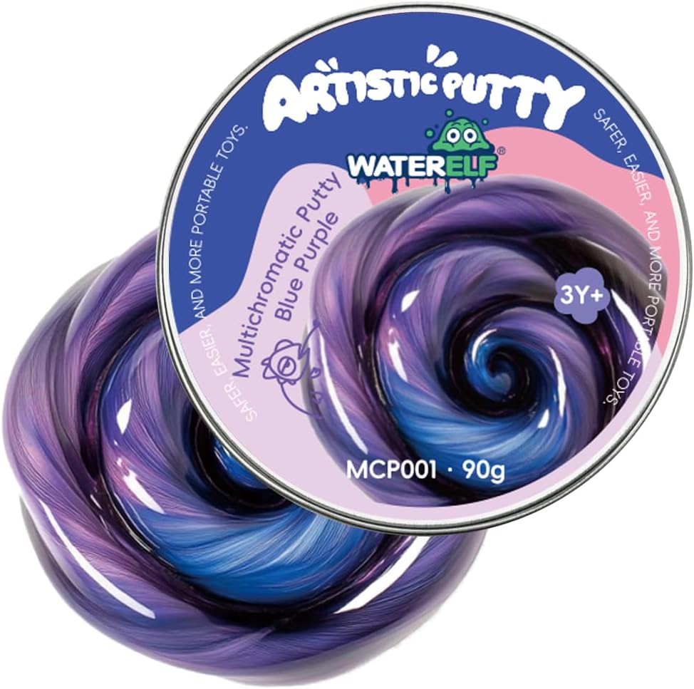 WATERELF Galaxy Putty Slime for Kids - Children's Day Gift, Fidget Sensory Artistic Therapy Putty Toys for Boys Girls Adults, Stress Relief Non-Sticky, 3.11 Inch 3.2 Oz – Golden/Red