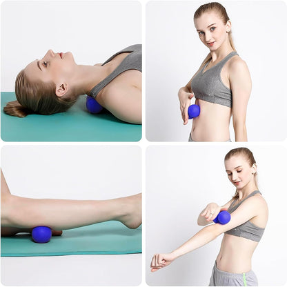 WOVTE Massage Lacrosse Ball for Sore Muscles, Shoulders, Neck, Back, Foot, Body, Deep Tissue, Trigger Point, Muscle Knots, Yoga and Myofascial Release (Blue)