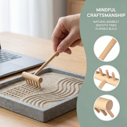 DOITOOL Mini Zen Garden Tool Rake Set, 10pc Sand Rake Tool, Meditation Feng Shui Decor Accessories for DIY Home Office Tabletop Decor