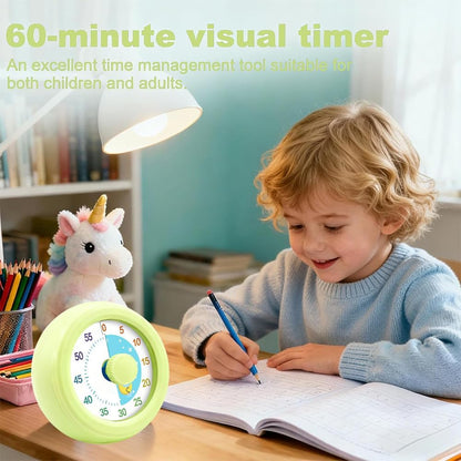 Visual Timer for Kids & Adults, 60 Minute Rainbow Countdown Timer, Time Management Tool for Classroom, Home, Kitchen, Office, School (Green-Round-Rainbow)