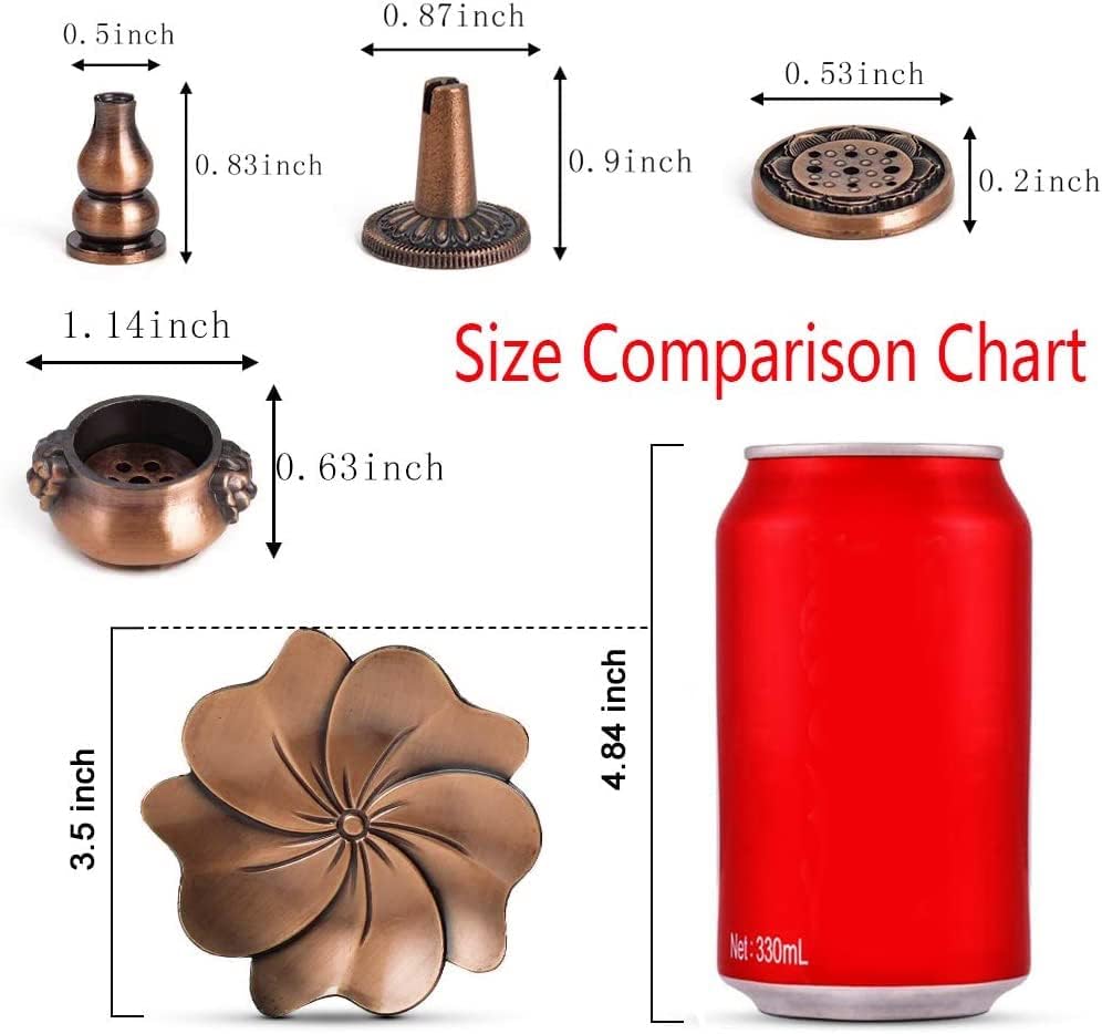 Incense Burner, Copper Incense Holder Cone Holder Gourd Incense Burner for Joss Stick, Tower Incense, Incense Coil (3 Styles)