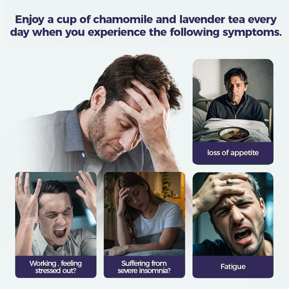 WOTIHA 60 Count Premium Chamomile Lavender Tea Bags - 100% Pure Flowers, Soothing Aroma, Supports Relaxation & Better Sleep, Caffeine-Free, Additive-Free, Sugar-Free, Vegan.Non-GMO